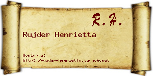 Rujder Henrietta névjegykártya